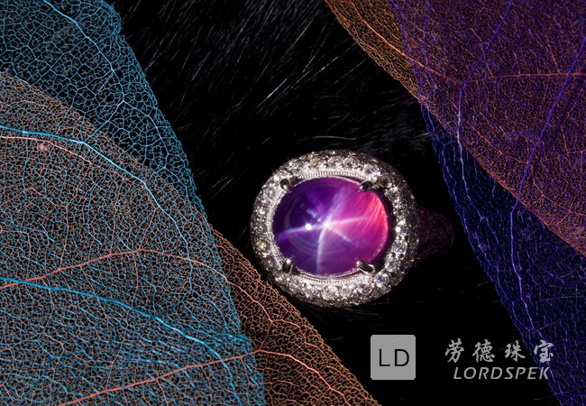 18K白金镶嵌星光红宝